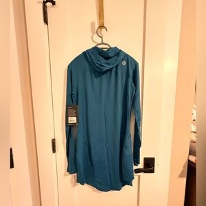 BLOQ UV Teal Long Sleeve Hoodie Dress. Sun protection.